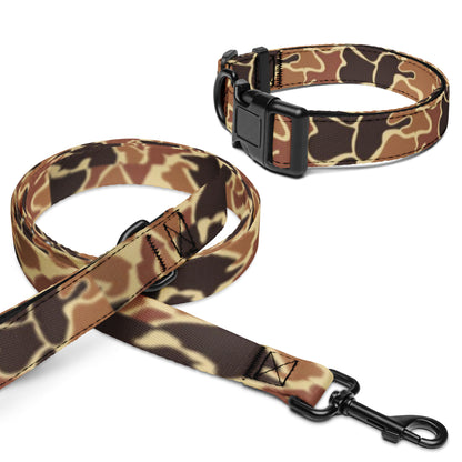 Brown Old School Camo dog leash AND collar