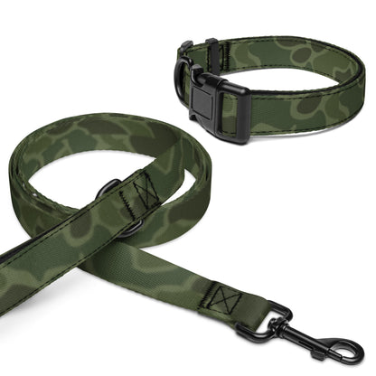 Green Old School Camo dog leash AND collar