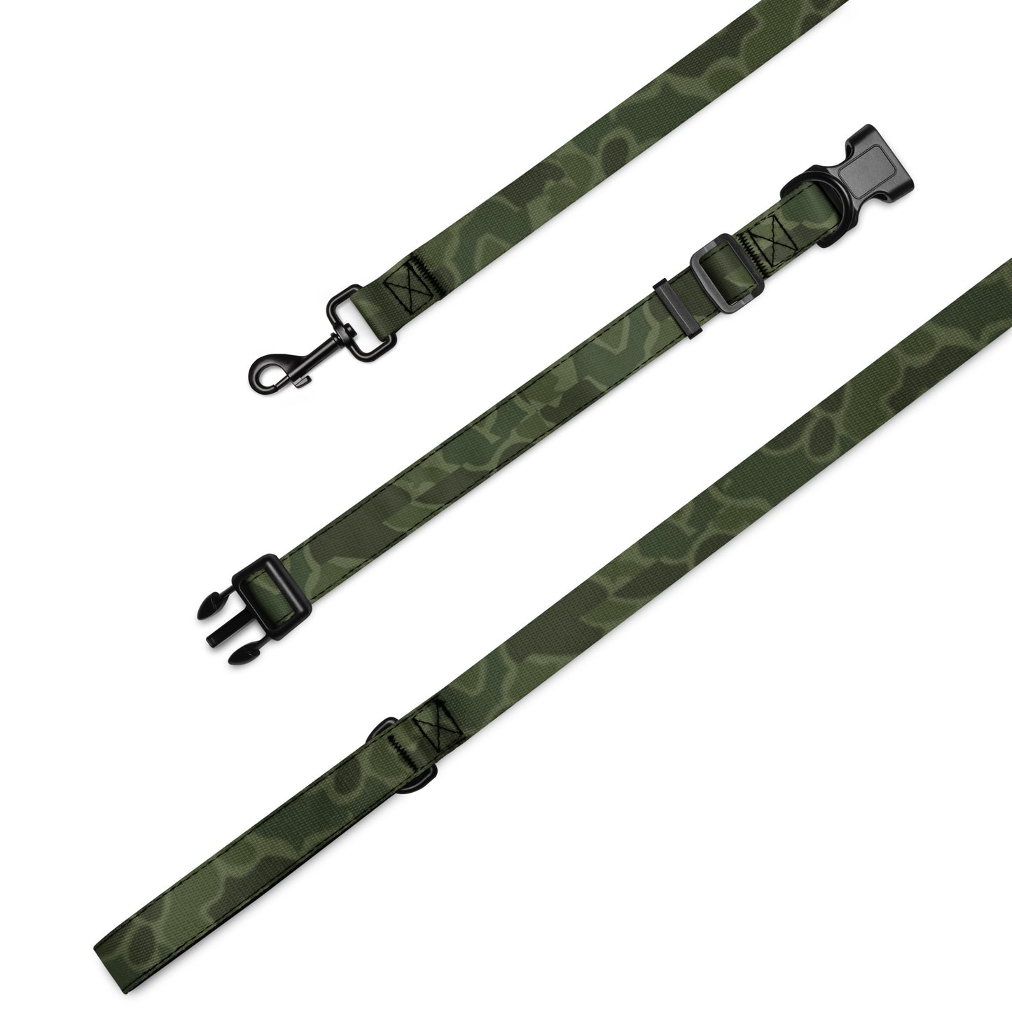 Green Old School Camo dog leash AND collar