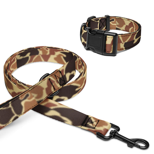 Brown Old School Camo dog leash AND collar