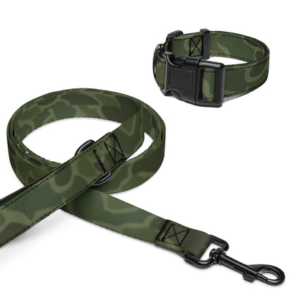 Green Old School Camo dog leash AND collar