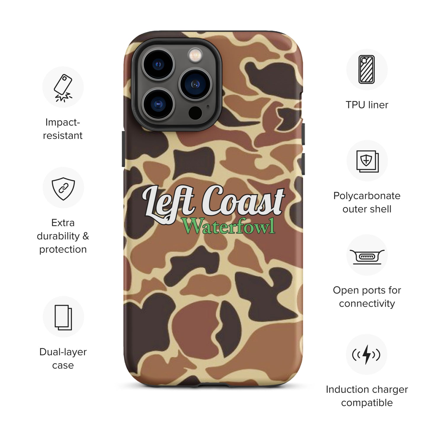 Brown Old School Duck Camo Tough Case for iPhone®