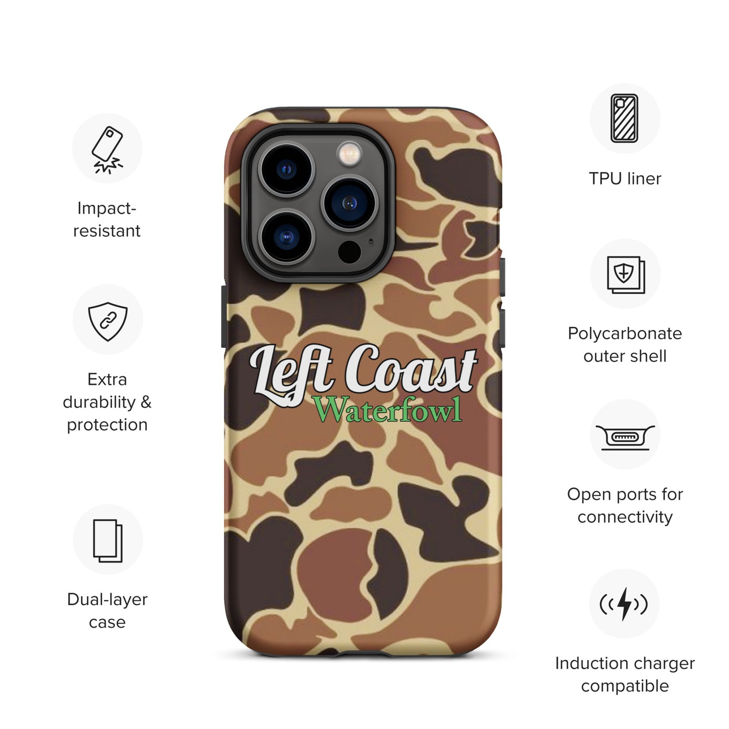 Brown Old School Duck Camo Tough Case for iPhone®