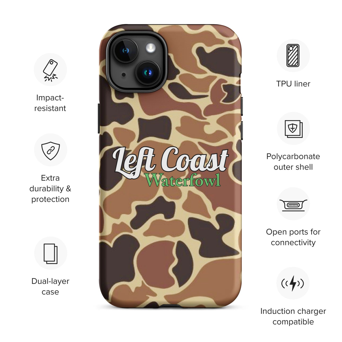 Brown Old School Duck Camo Tough Case for iPhone®